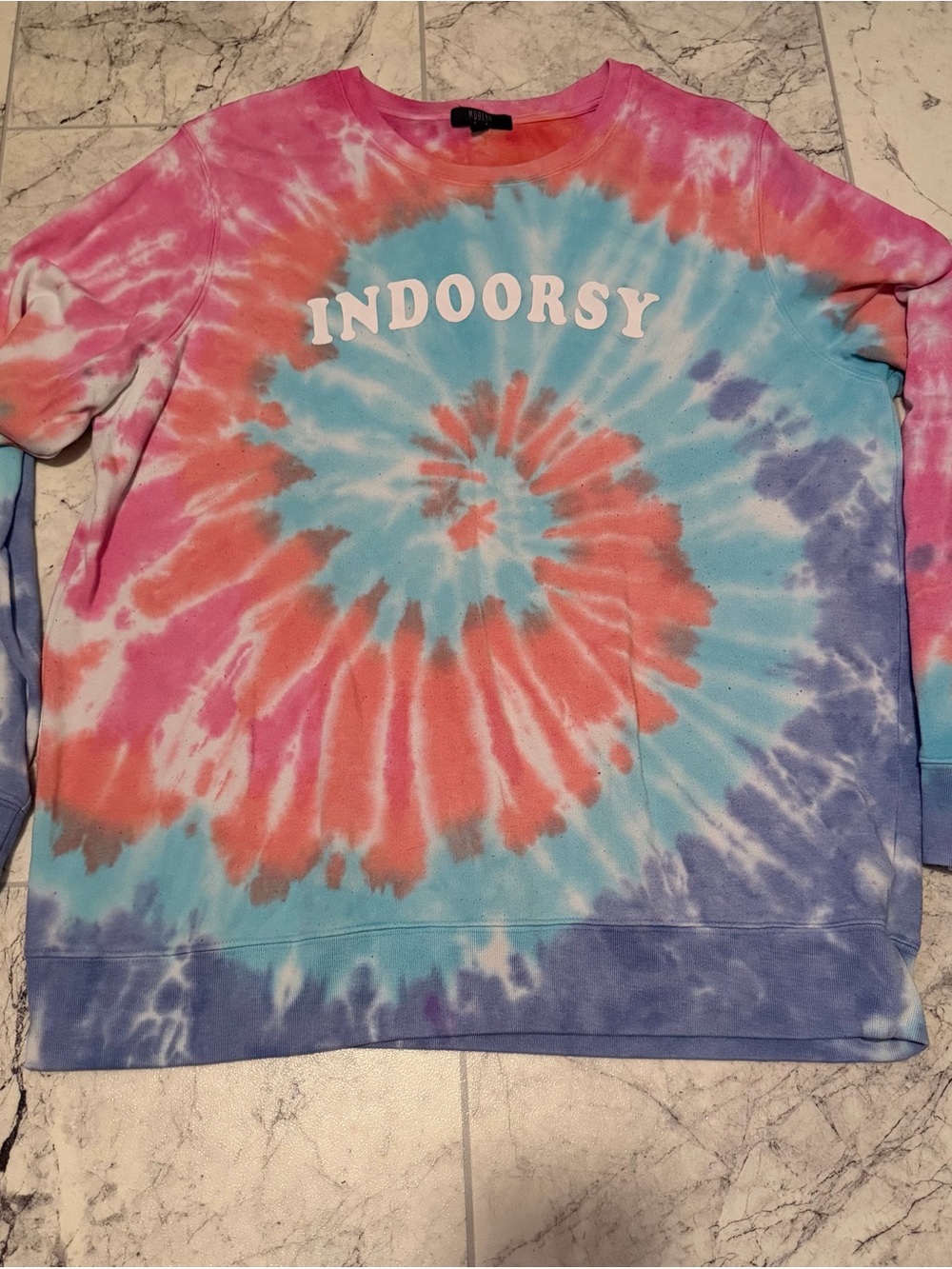 Indoorsy Tie-Dye Crewneck Sweatshirt - Pink, Blue & Purple